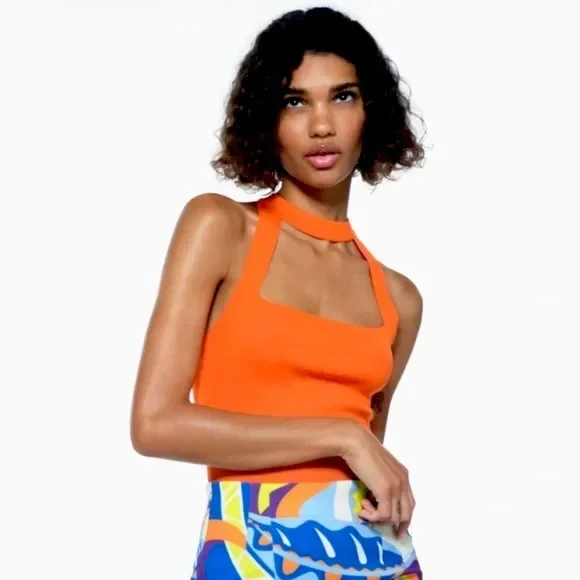 Zara | Tops | Zara Square Neck Choker Top | Poshmark